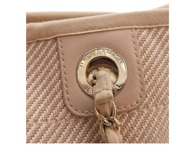Chanel Deauville Tote aus Mischfasern Beige Small - Ansicht 9
