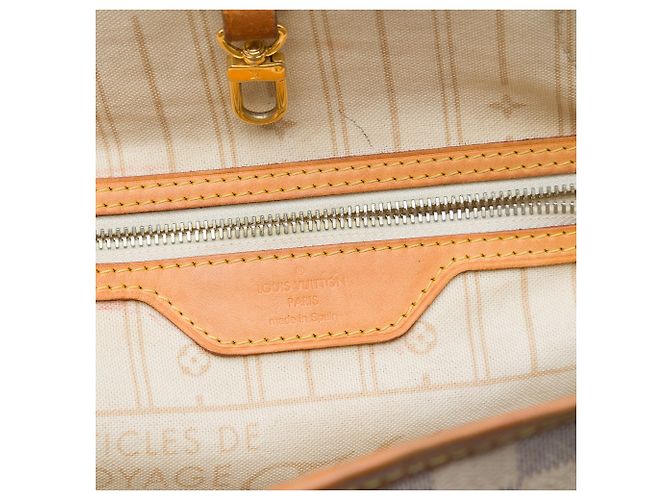 Louis Vuitton White Damier Azur Neverfull MM Blanco - vista 5