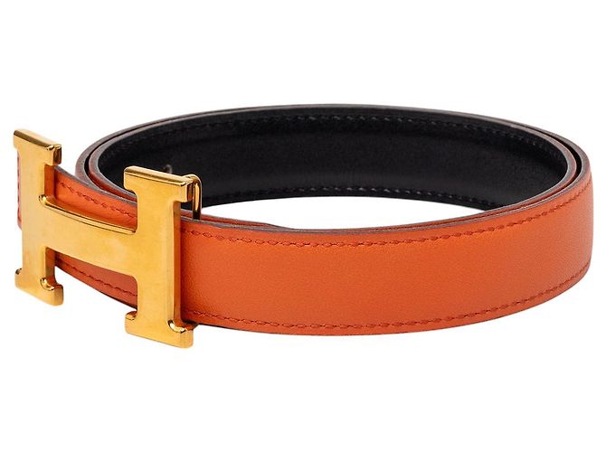 Cinturón Hermès Orange Box Calf Constance H reversible Naranja - vista 2