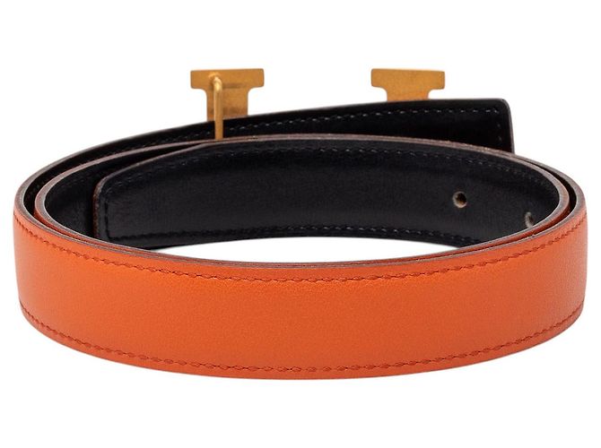 Cinturón Hermès Orange Box Calf Constance H reversible Naranja - vista 3