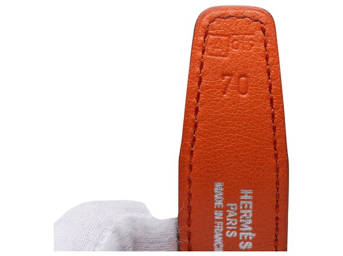 Cinturón Hermès Orange Box Calf Constance H reversible Naranja - vista 6