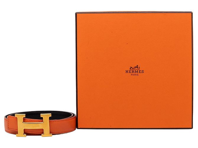 Cinturón Hermès Orange Box Calf Constance H reversible Naranja - vista 7