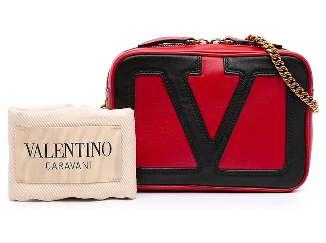 Borsa a tracolla Valentino Red Bicolor Nappa Vlogo Viva Superstar Camera Chain Bag Rosso - vista 7