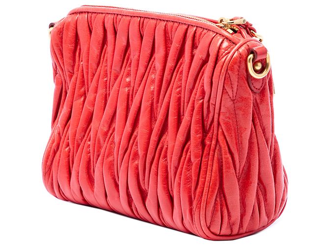 Borsa a tracolla in pelle matelassé rossa Miu Miu Rosso - vista 2