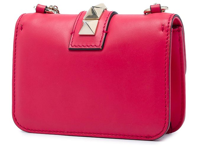 Valentino Mini Borsa a Tracolla Rockstud Glam Lock in Pelle Rosa - vista 2