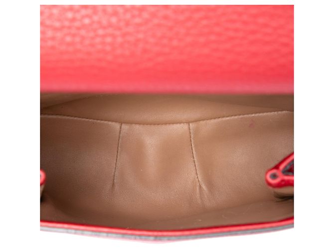 Borsa a tracolla Gucci Red Medium Leather Bamboo Nouveau Fringe Rosso - vista 4