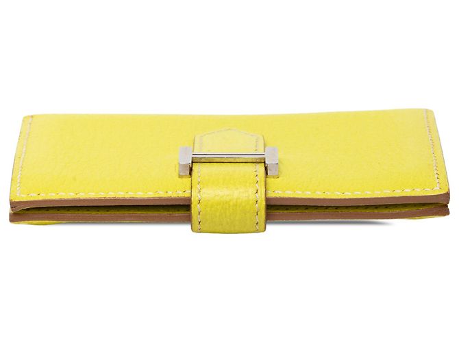 Tarjetero Bearn en piel Epsom amarillo Hermès - vista 3
