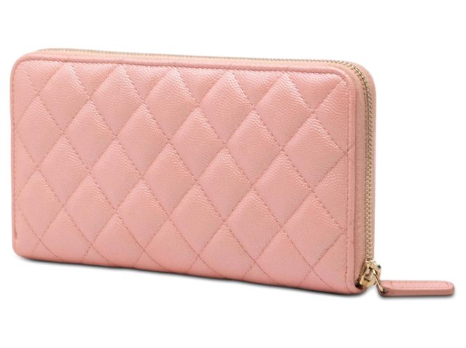 Cartera larga Chanel Pink CC acolchado Caviar Zip Around Rosa - vista 2