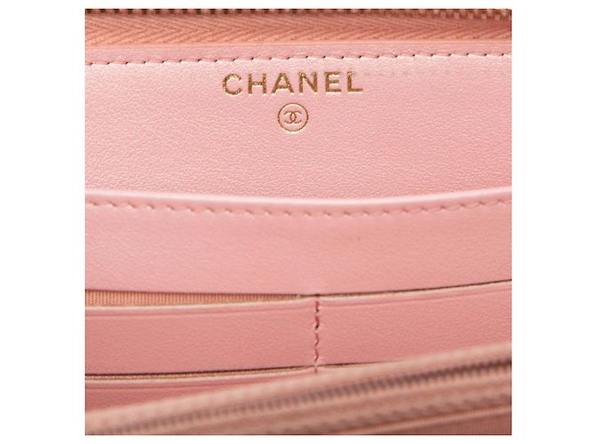 Cartera larga Chanel Pink CC acolchado Caviar Zip Around Rosa - vista 6