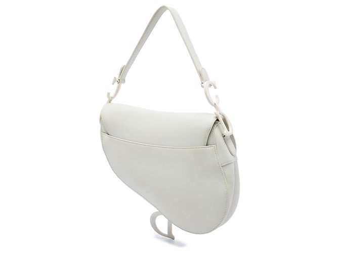 Borsa Saddle in pelle di vitello granulata bianca Dior Bianco - vista 2