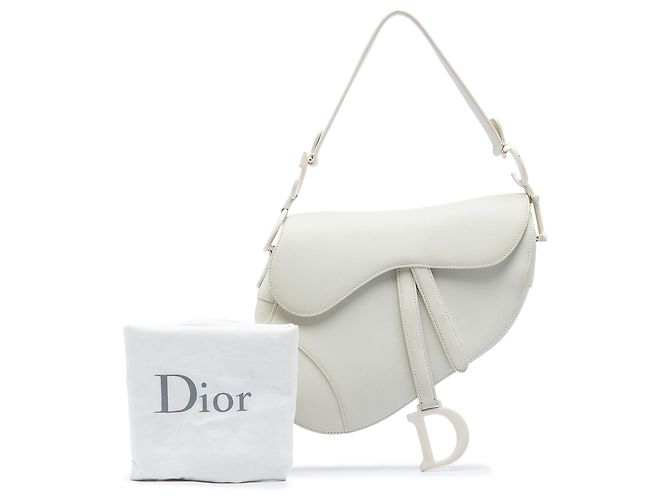 Borsa Saddle in pelle di vitello granulata bianca Dior Bianco - vista 6