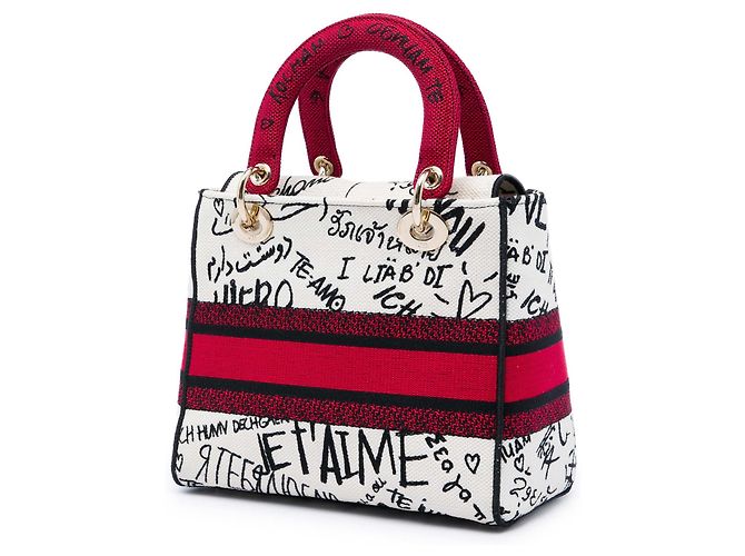 Dior White DiorAmour Medium Embroidered Canvas Graffiti Lady D Lite Bianco - vista 2