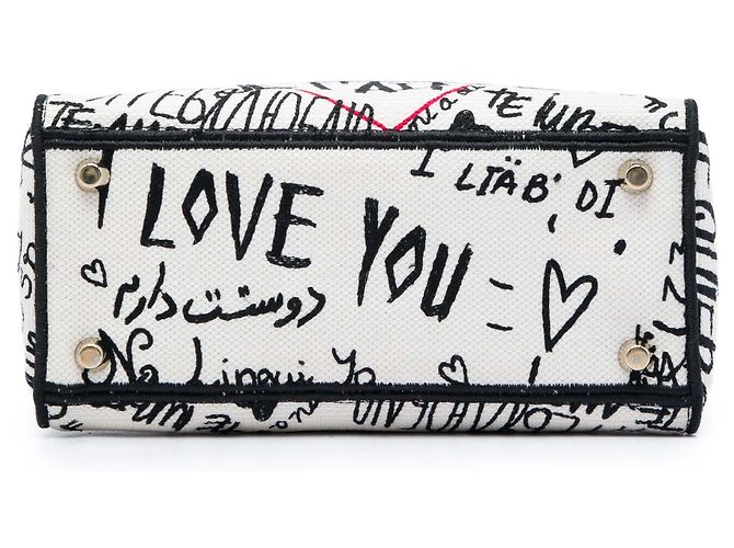 Dior White DiorAmour Medium Embroidered Canvas Graffiti Lady D Lite Bianco - vista 3