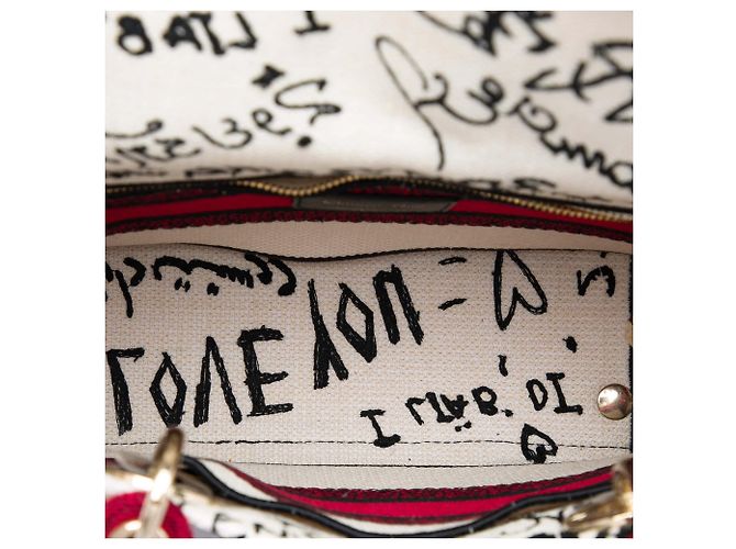 Dior White DiorAmour Medium Embroidered Canvas Graffiti Lady D Lite Bianco - vista 4