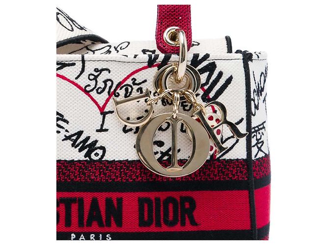 Dior White DiorAmour Medium Embroidered Canvas Graffiti Lady D Lite Bianco - vista 5