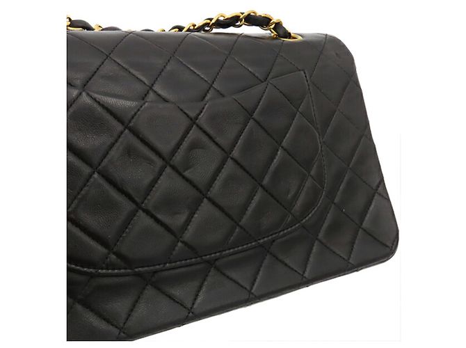 Chanel Black Medium Classic Lambskin Double Flap Schwarz - Ansicht 10