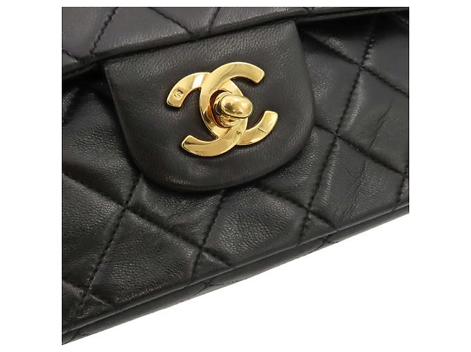 Chanel Black Medium Classic Lambskin Double Flap Schwarz - Ansicht 11