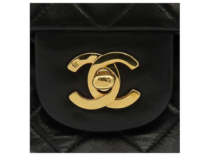Chanel Black Medium Classic Lambskin Double Flap Schwarz - Ansicht 13
