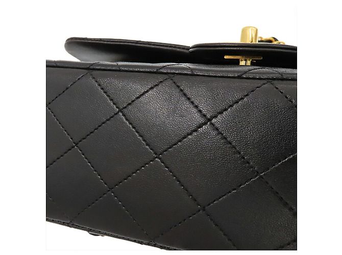 Chanel Black Medium Classic Lambskin Double Flap Schwarz - Ansicht 9