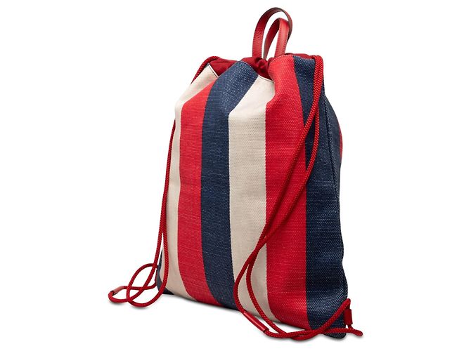 Sylvie Mochila de cordón Gucci Baiadera de lona a rayas roja - vista 2