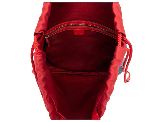 Sylvie Mochila de cordón Gucci Baiadera de lona a rayas roja - vista 4