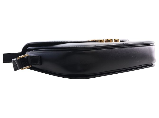 Céline Celine Black Classique Shiny Calfskin Triomphe Crossbody Nero - vista 12