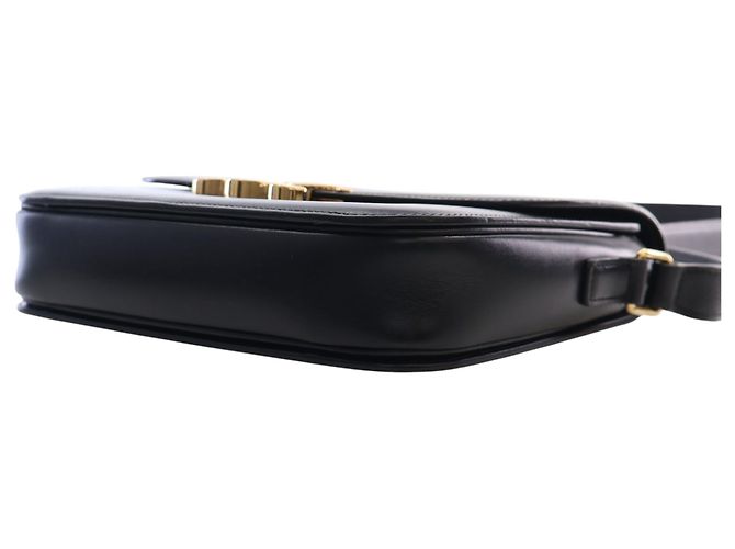 Céline Celine Black Classique Shiny Calfskin Triomphe Crossbody Nero - vista 13