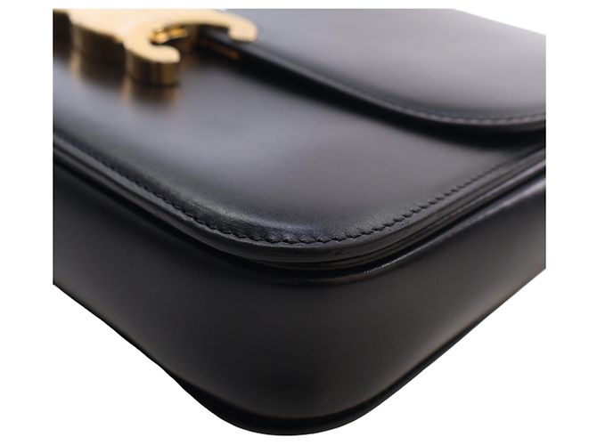Céline Celine Black Classique Shiny Calfskin Triomphe Crossbody Nero - vista 9