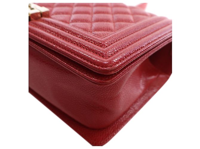 Chanel Red Old Medium Quilted Caviar Boy Flap Rosso - vista 10