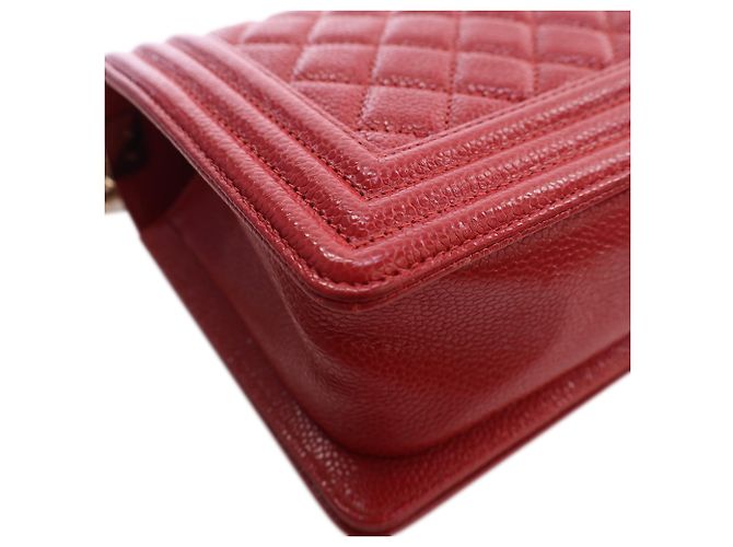 Chanel Red Old Medium Quilted Caviar Boy Flap Rosso - vista 11