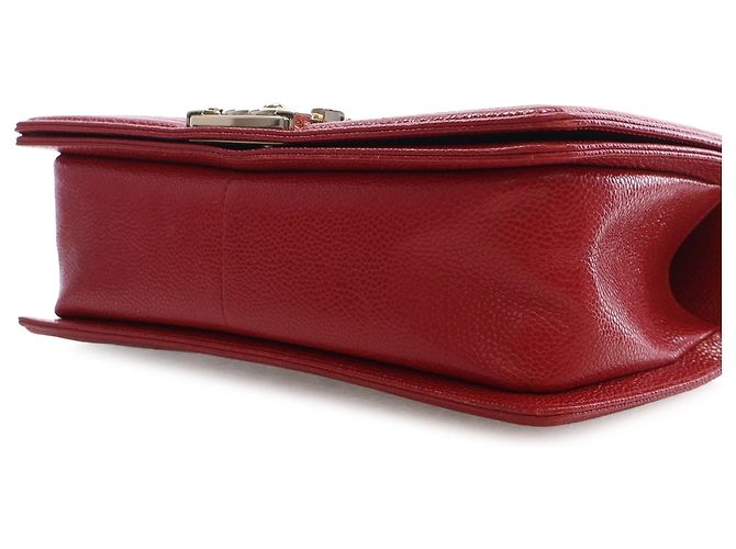 Chanel Red Old Medium Quilted Caviar Boy Flap Rosso - vista 12