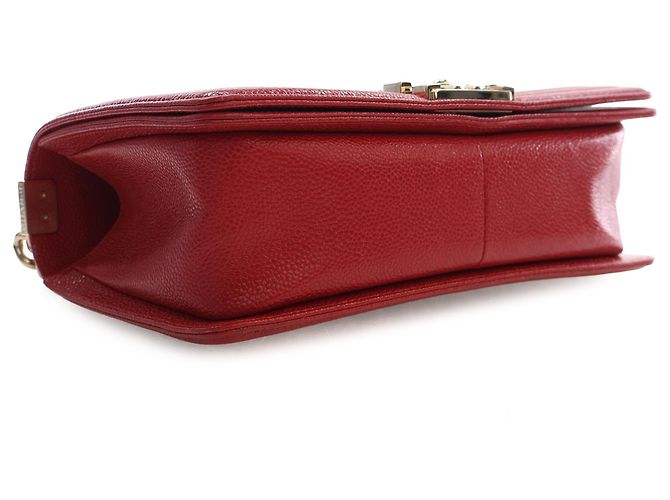 Chanel Red Old Medium Quilted Caviar Boy Flap Rosso - vista 13