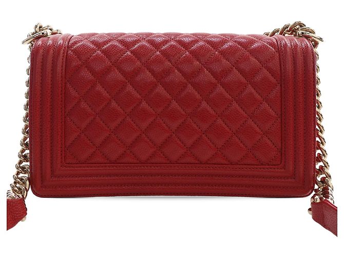 Chanel Red Old Medium Quilted Caviar Boy Flap Rosso - vista 2