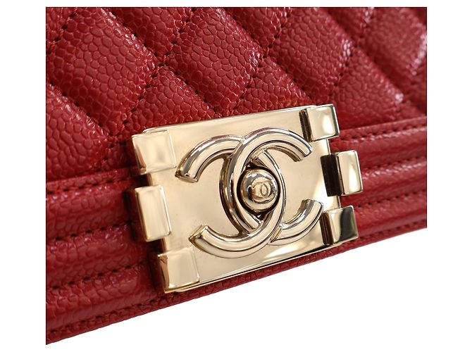 Chanel Red Old Medium Quilted Caviar Boy Flap Rosso - vista 4