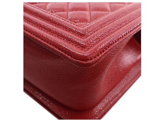 Chanel Red Old Medium Quilted Caviar Boy Flap Rosso - vista 8