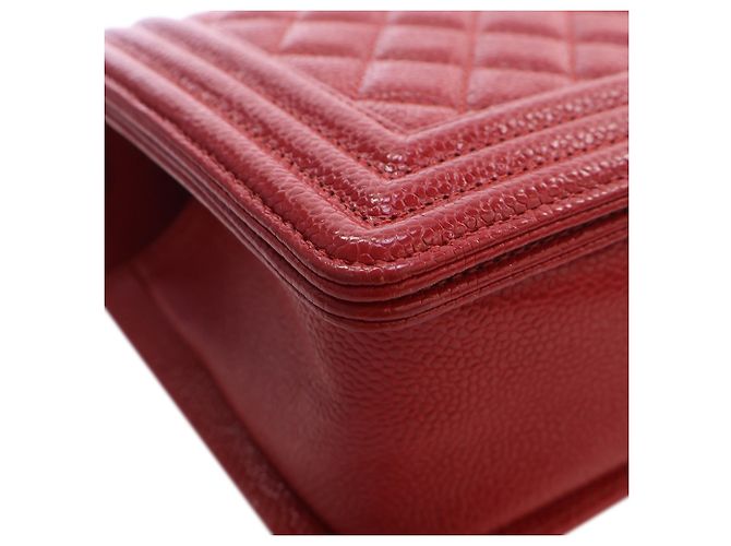 Chanel Red Old Medium Quilted Caviar Boy Flap Rosso - vista 9