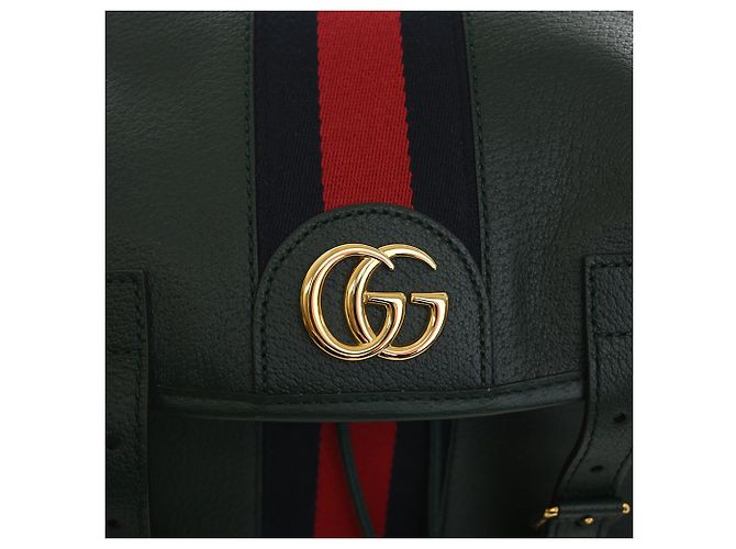 Gucci Green Large Rucksack aus Kalbsleder Web Ophidia Grün Dunkelgrün - Ansicht 11