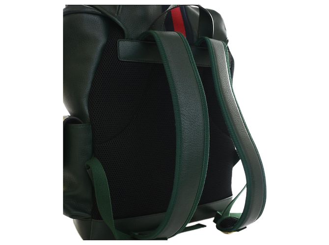 Gucci Green Large Rucksack aus Kalbsleder Web Ophidia Grün Dunkelgrün - Ansicht 12