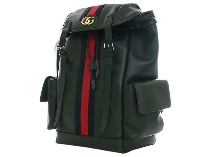 Gucci Green Large Rucksack aus Kalbsleder Web Ophidia Grün Dunkelgrün - Ansicht 2