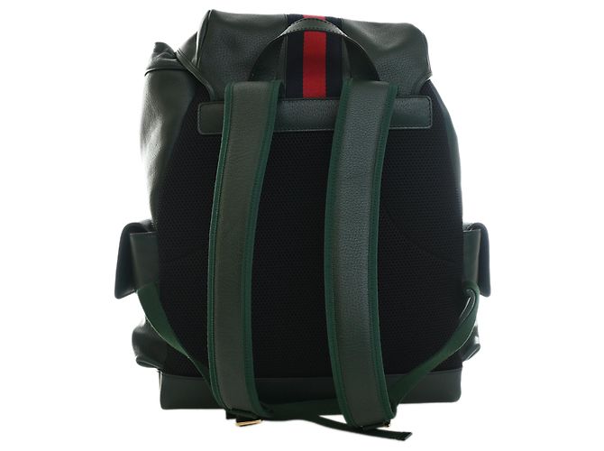 Gucci Green Large Rucksack aus Kalbsleder Web Ophidia Grün Dunkelgrün - Ansicht 4