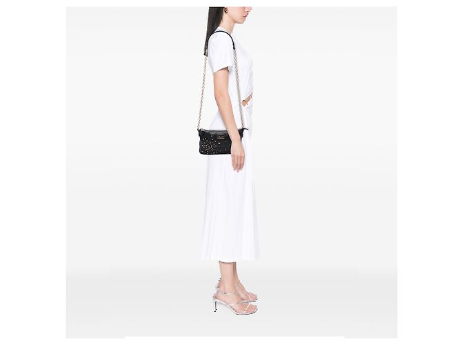 Fendi Borsa a tracolla mini in pelle nera con stelle borchiate e catena Nero - vista 6