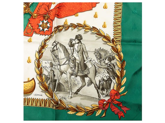 Sciarpa in seta Hermès Green Napoleon 90 Verde - vista 3