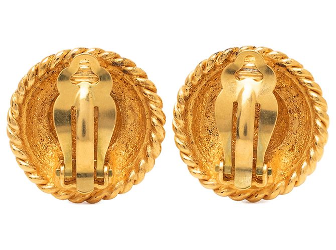 Orecchini a clip Chanel Gold CC placcati oro con logo rotondo D'oro - vista 2