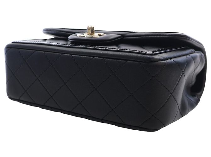 Chanel Black Mini CC Matelassé Lambskin Lucido Half Flap Nero - vista 13