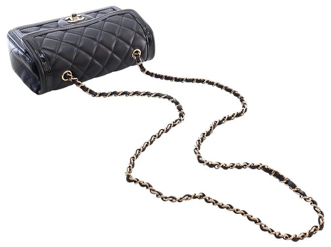 Chanel Black Mini CC Matelassé Lambskin Lucido Half Flap Nero - vista 14
