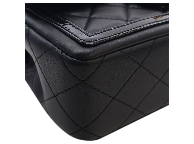 Chanel Black Mini CC Matelassé Lambskin Lucido Half Flap Nero - vista 8