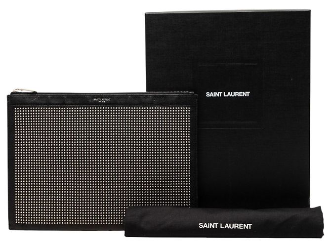 Clutch in pelle nera borchiata Saint Laurent Nero - vista 8