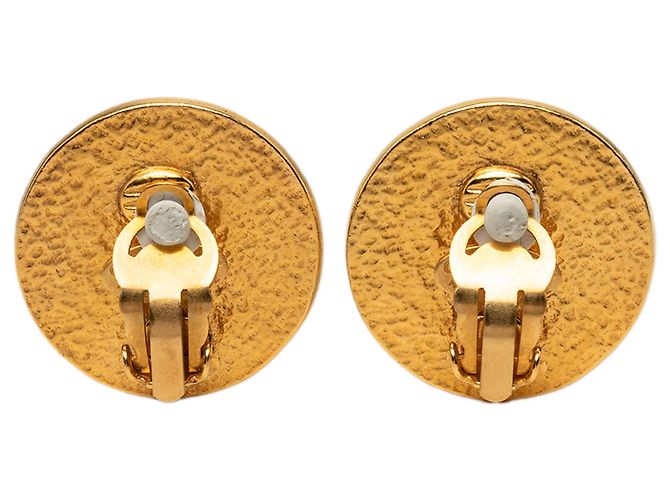 Orecchini a clip Chanel Gold CC placcati oro e perle finte D'oro - vista 2