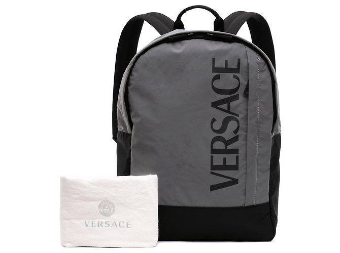 Versace Rucksack aus Nylon in Grau mit Logo-Print Braun - Ansicht 7
