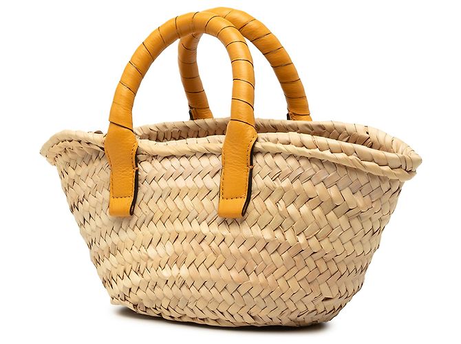 Borsa Chloé Marcie Mini in rafia beige Senape - vista 2